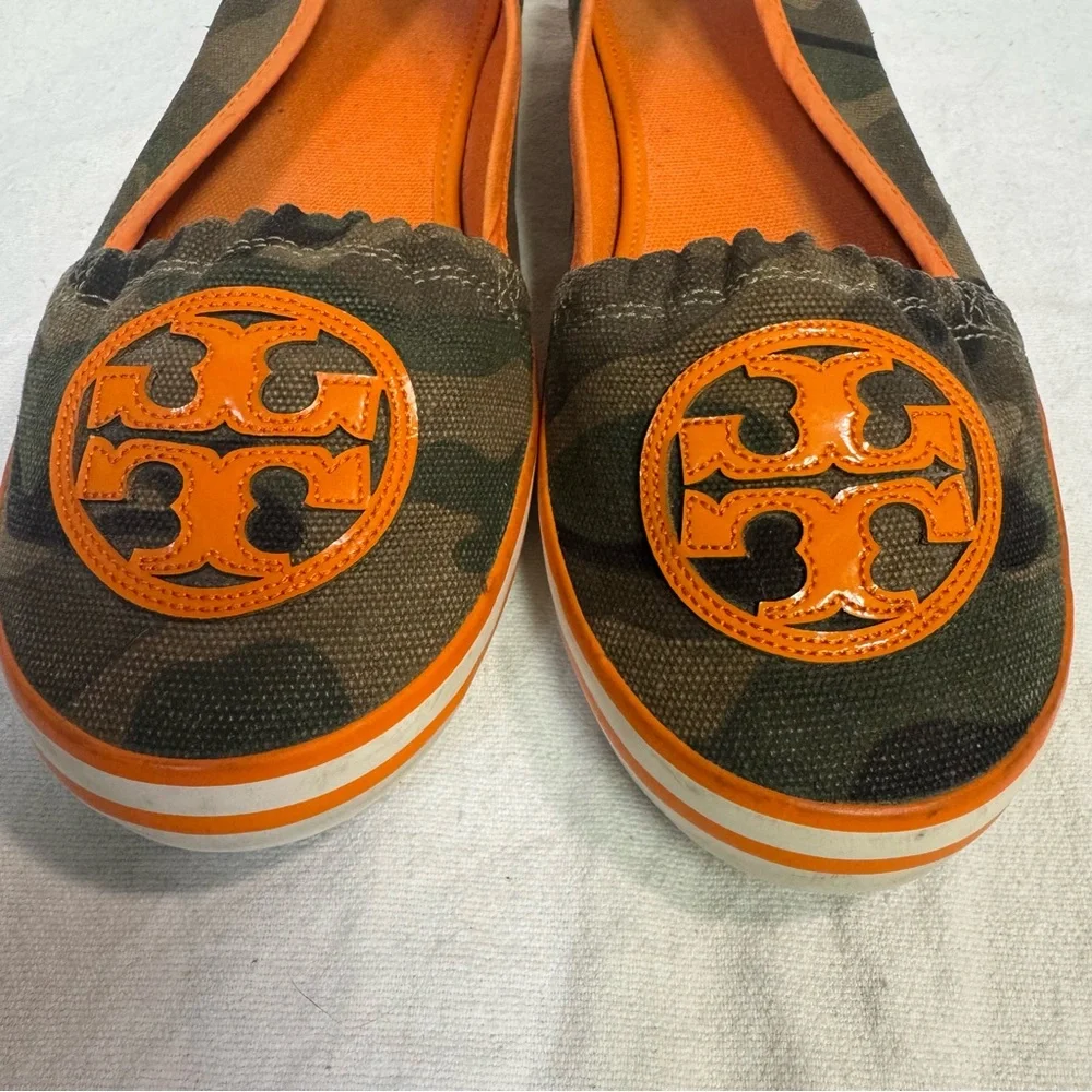 Tory Burch Reva Camouflage and Orange Loafers - Picture 10 of 14